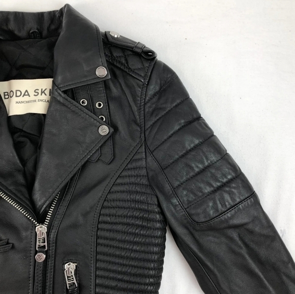 Boda Skins Kay Michaels 2.0 Quilted Detailed Leather Jacket SZ 2 - Picture 12 of 15